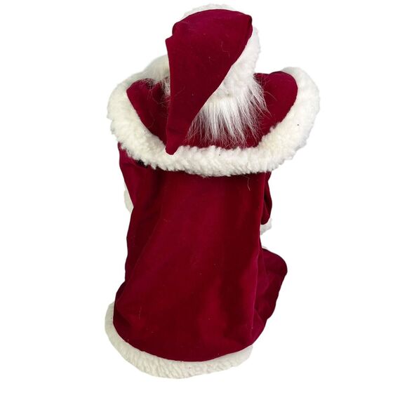 Vintage Santa Tree Topper Tabletop Figure 16” Red Robe Fur Christmas Decor - Picture 5 of 7
